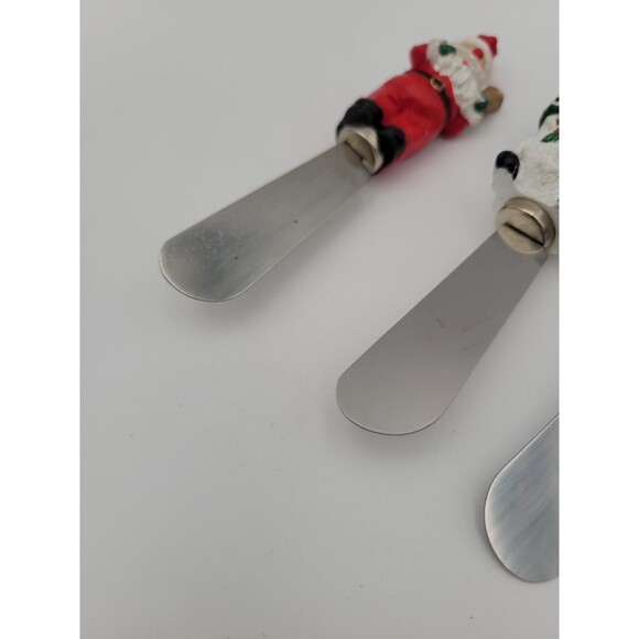 Set Of 4 Christmas Theme Butter Cheese Spreader Knives Santa Snowman Tree Bear - Picture 7 of 13